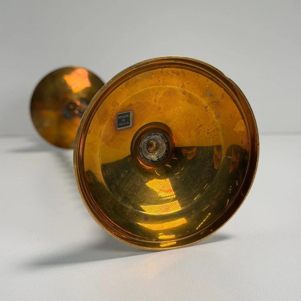 Vintage Brass Twist Candle Stick French‎ Old World Cottagecore Table Decor